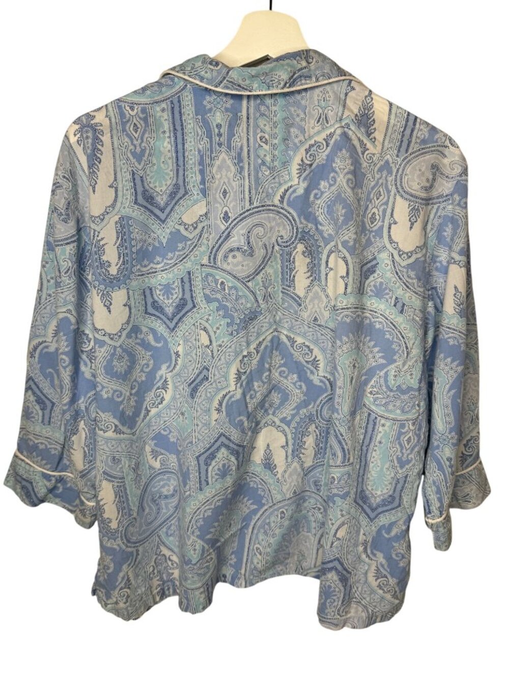 Lauren Ralph Lauren Women's Blue Paisley Button Front Pajama Sleep Top XL - Picture 2 of 13